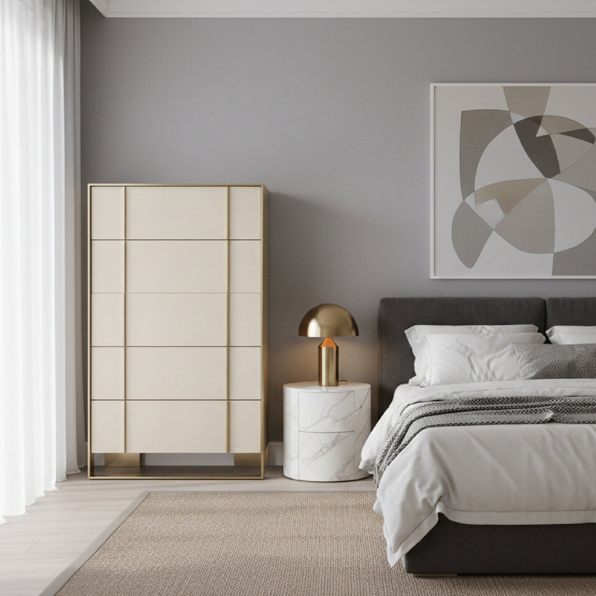 Beige Shagreen 5-Drawer Chest | OROA Modern Cartier | Oroa.com