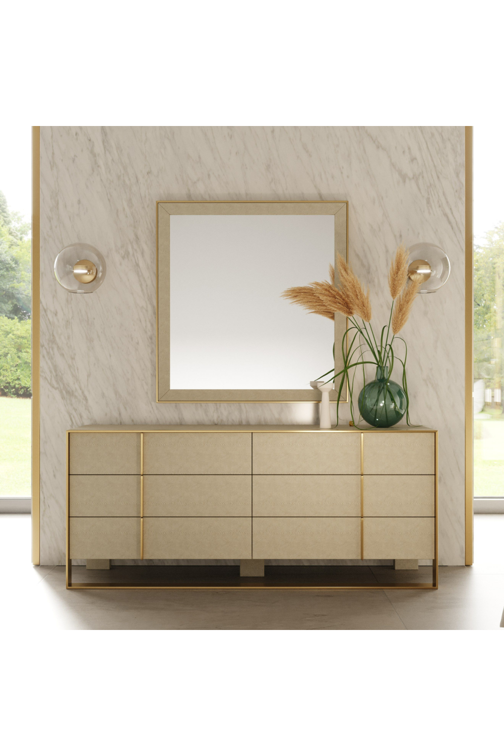 Beige Shagreen Mirror | OROA Modern Cartier | Oroa.com