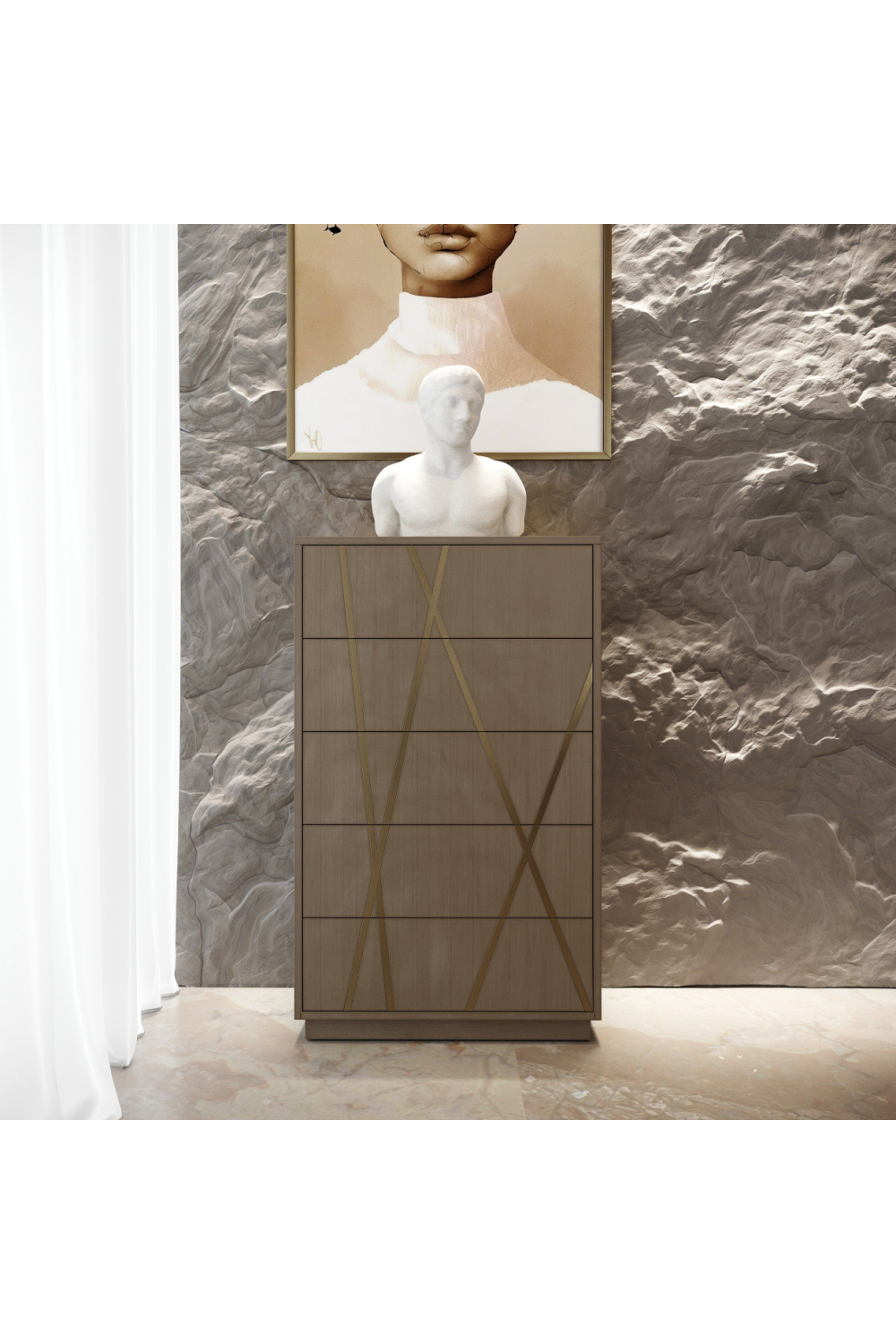Birch Veneer 5-Drawer Chest | Oroa.com