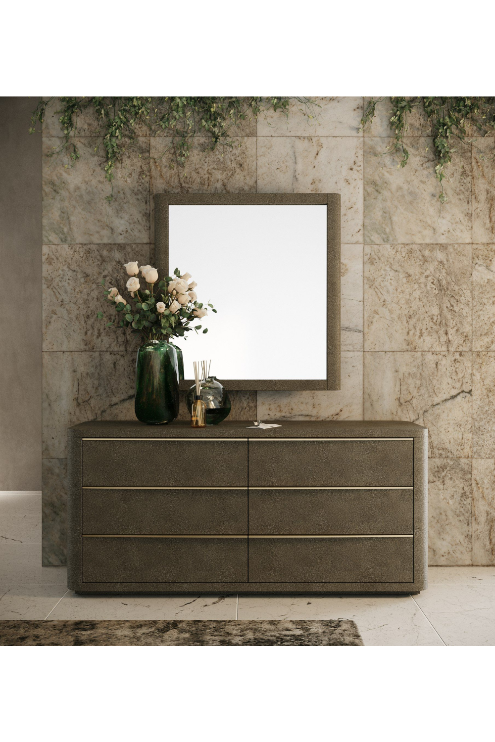 Beige Shagreen 6-Drawer Dresser | OROA Modern Lois | Oroa.com