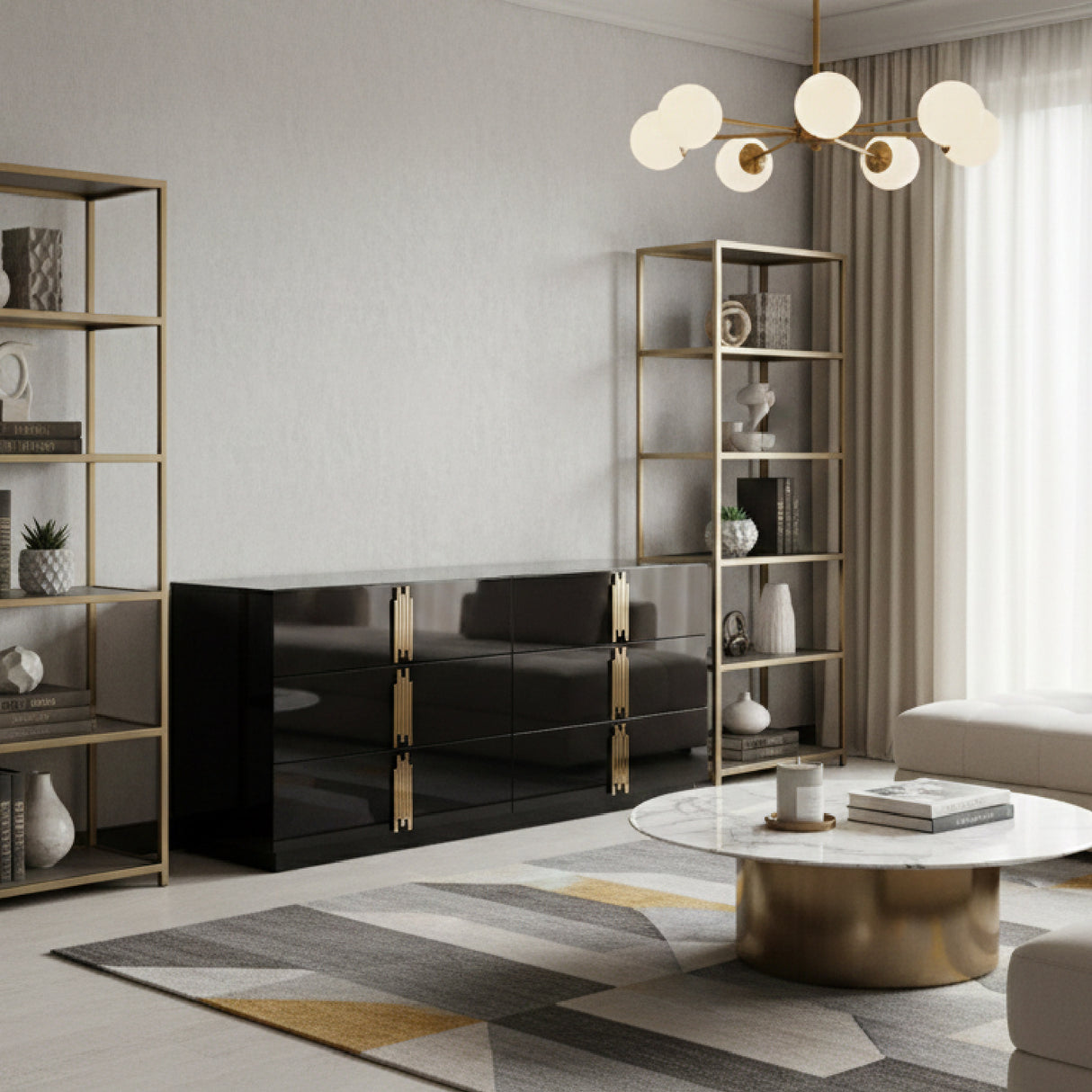Mirrored Black 6-Drawer Dresser | Oroa.com