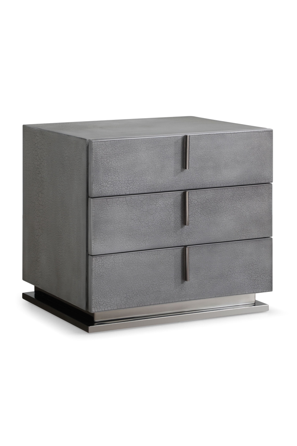 Gray Crackle 3-Drawer Nightstand | OROA Modern Buckley | Oroa.com