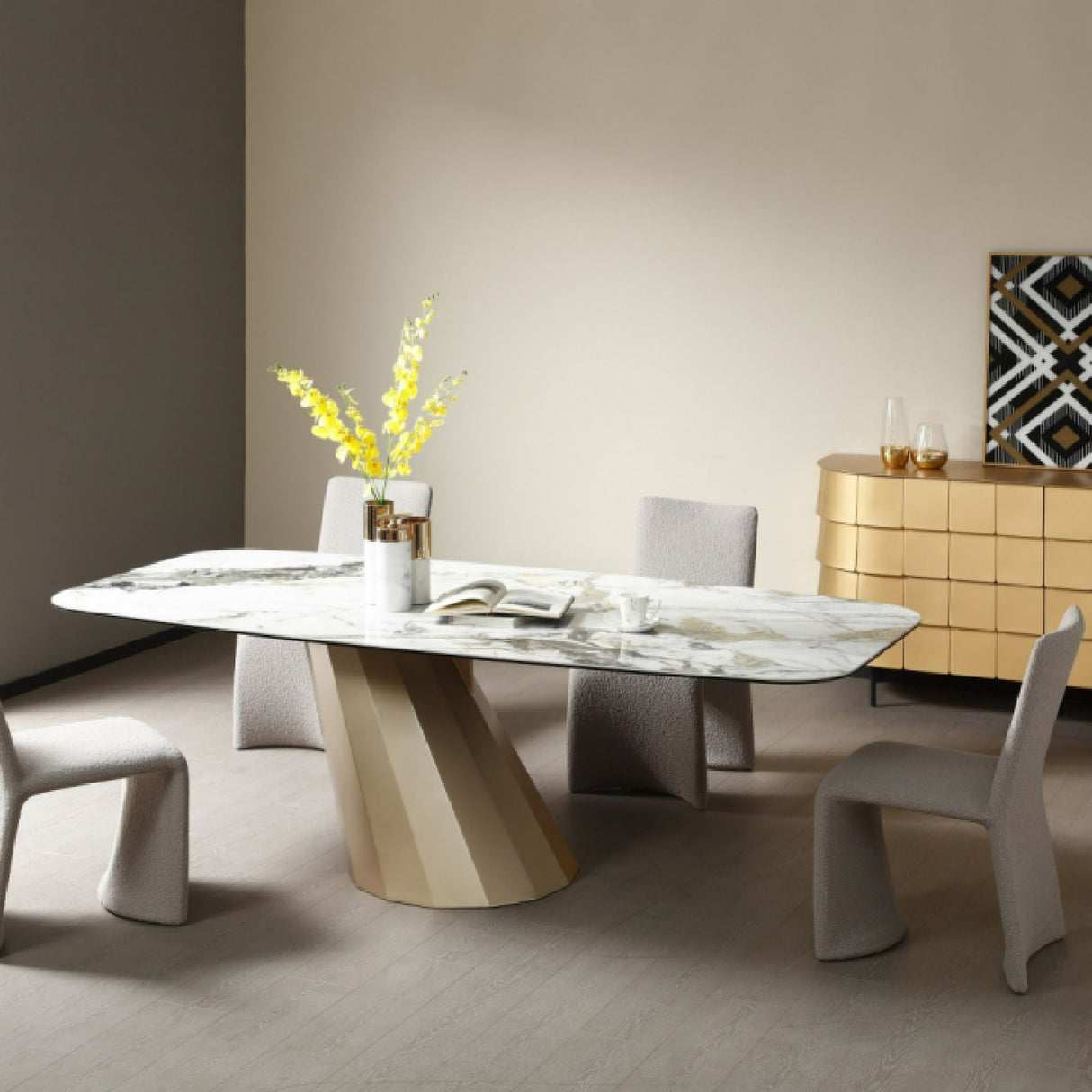 Angled Base Ceramic Dining Table | Oroa.com