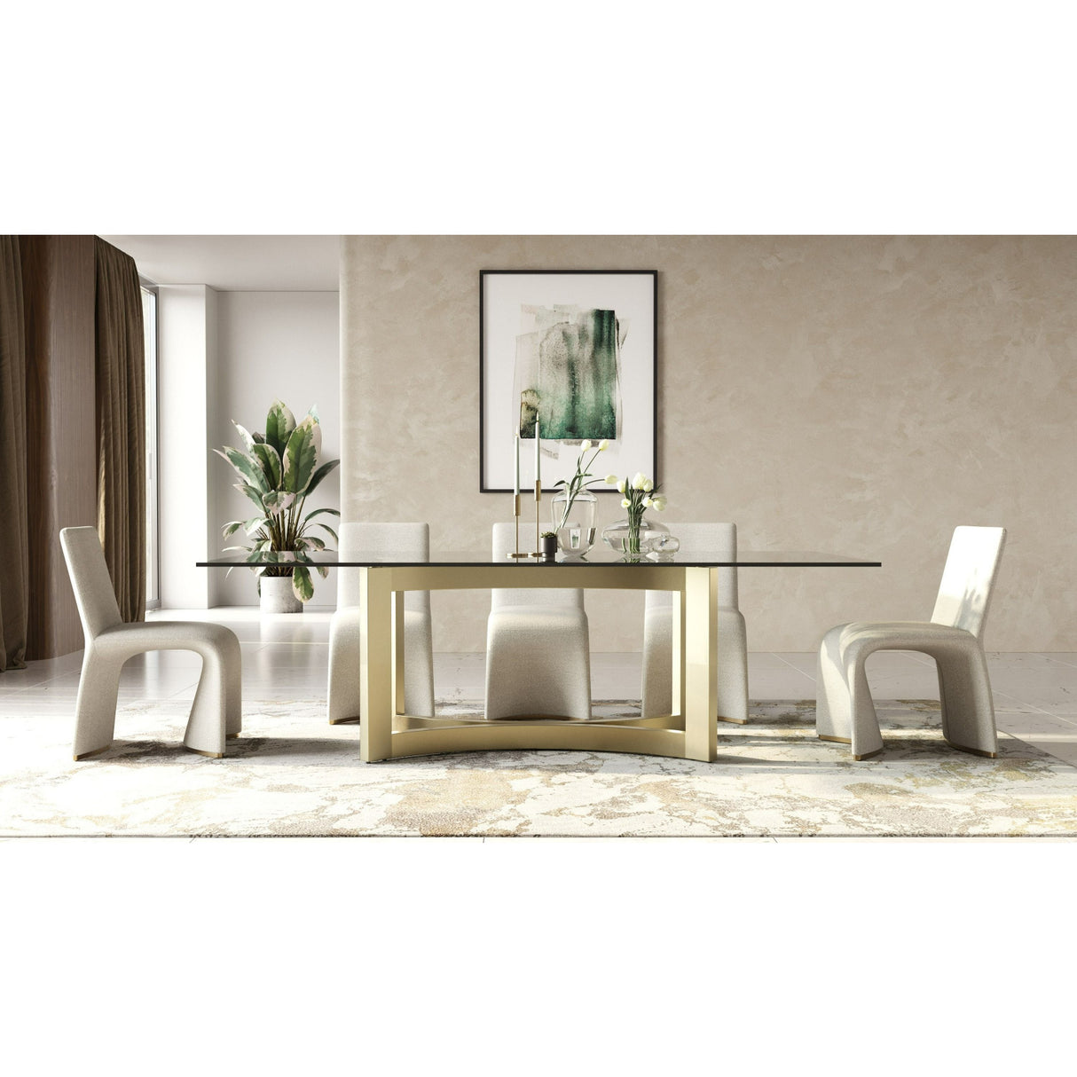 Brushed Brass Base Dining Table | Oroa.com