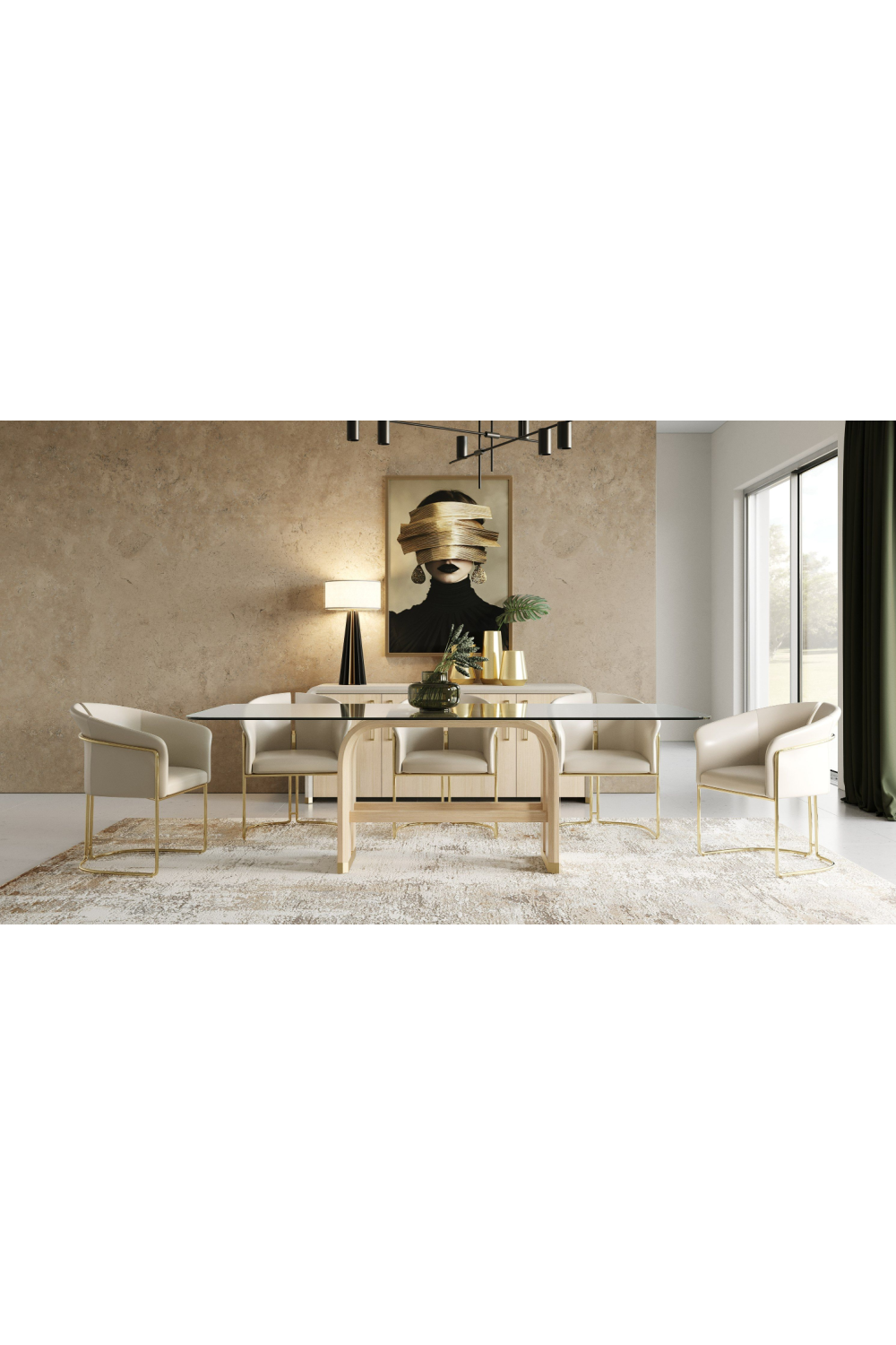 Oak Base Glass Dining Table | Oroa.com