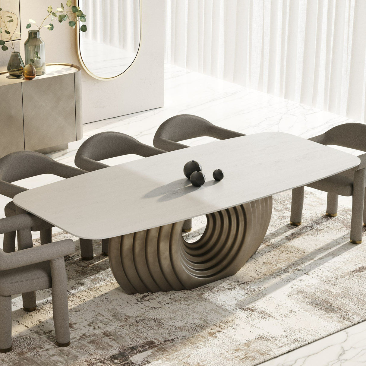 Bronze Fiberglass Base Dining Table | Oroa.com