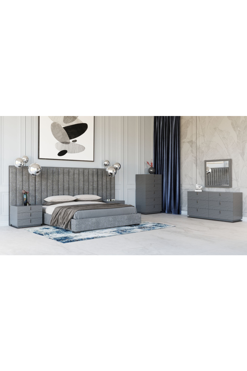 Gray Panel Headboard Queen Bed | Oroa.com