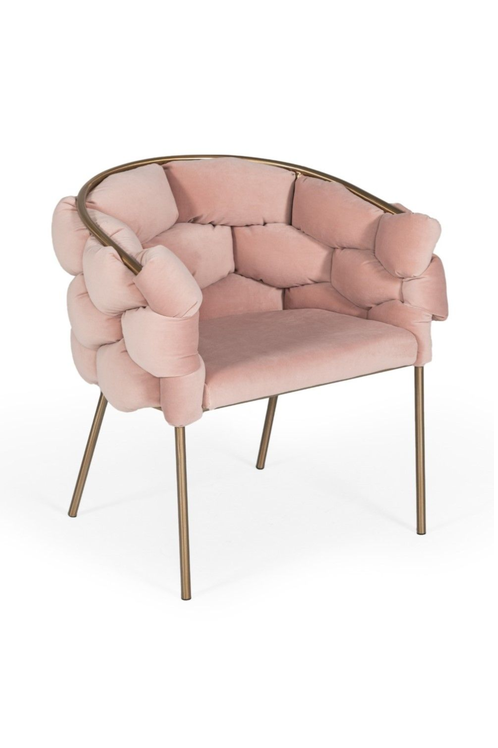 Hexagonal-Padded Pink Velvet Dining Chair | Oroa.com