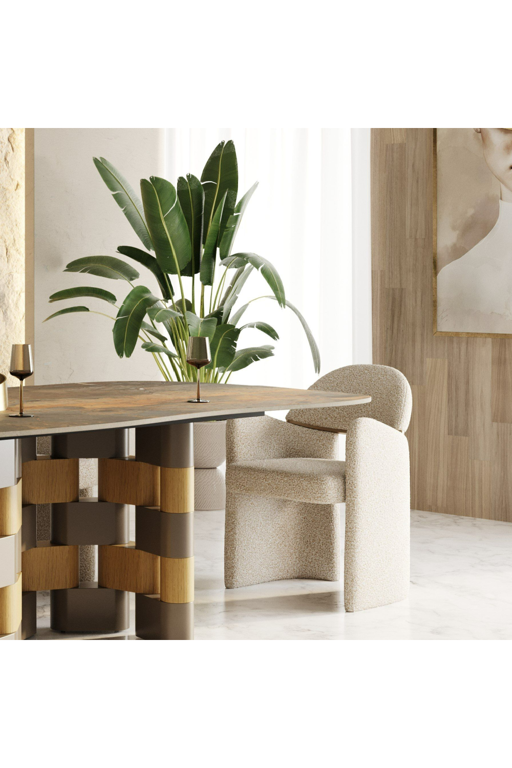 Beige Fabric Dining Chair | OROA Modern Ashley | Oroa.com