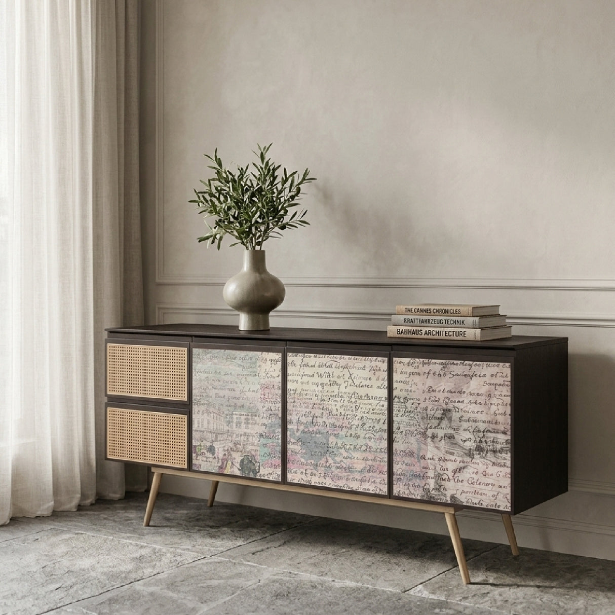 Smoked Ash 3-Door Sideboard | Oroa.com