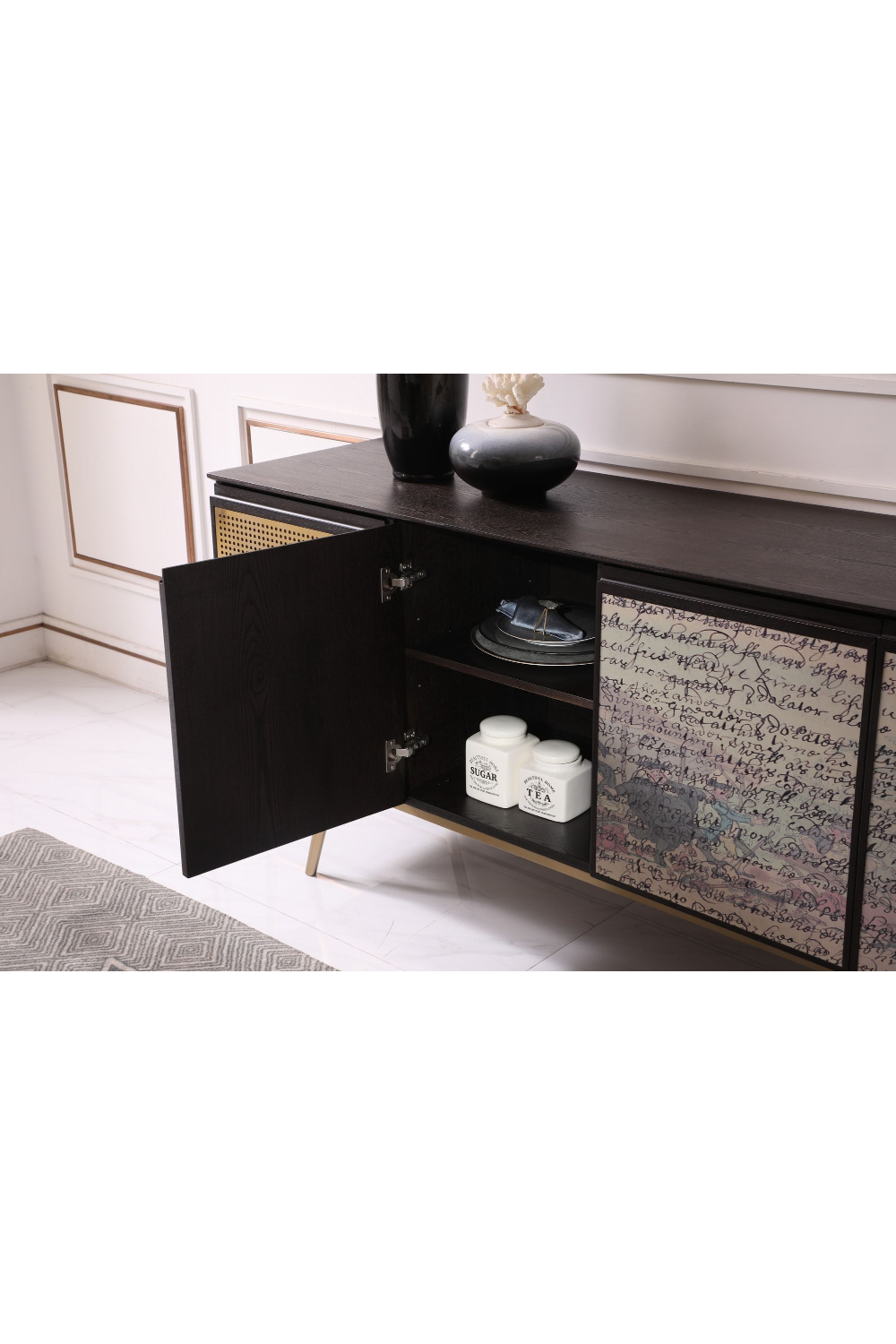 Smoked Ash 3-Door Sideboard | Oroa.com