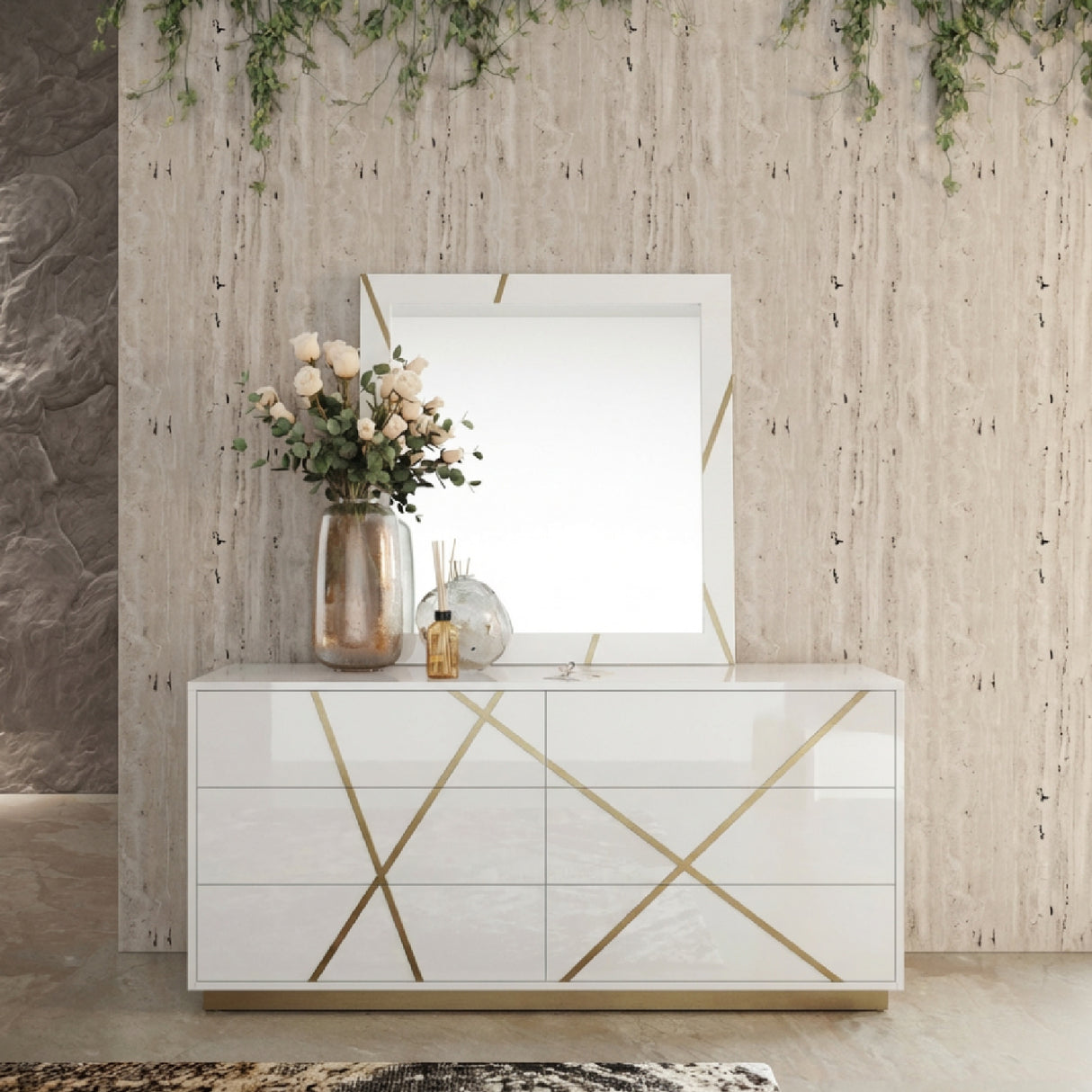 Glossy White 6-Drawer Dresser | Oroa.com