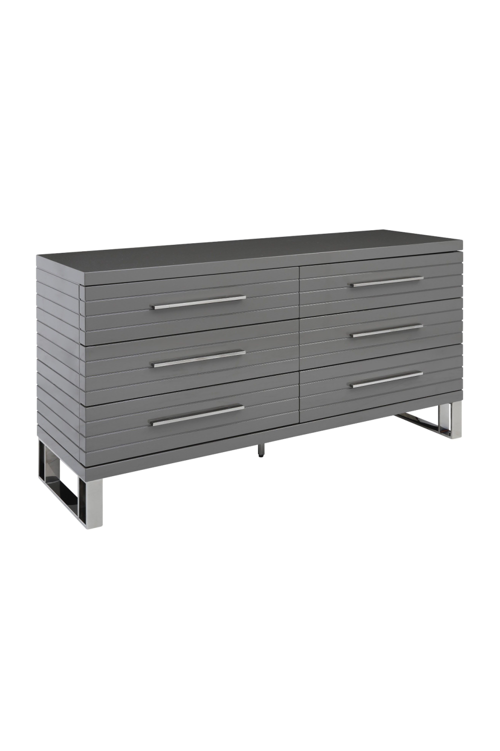 Gray Slatted 6-Drawer Dresser | Oroa.com