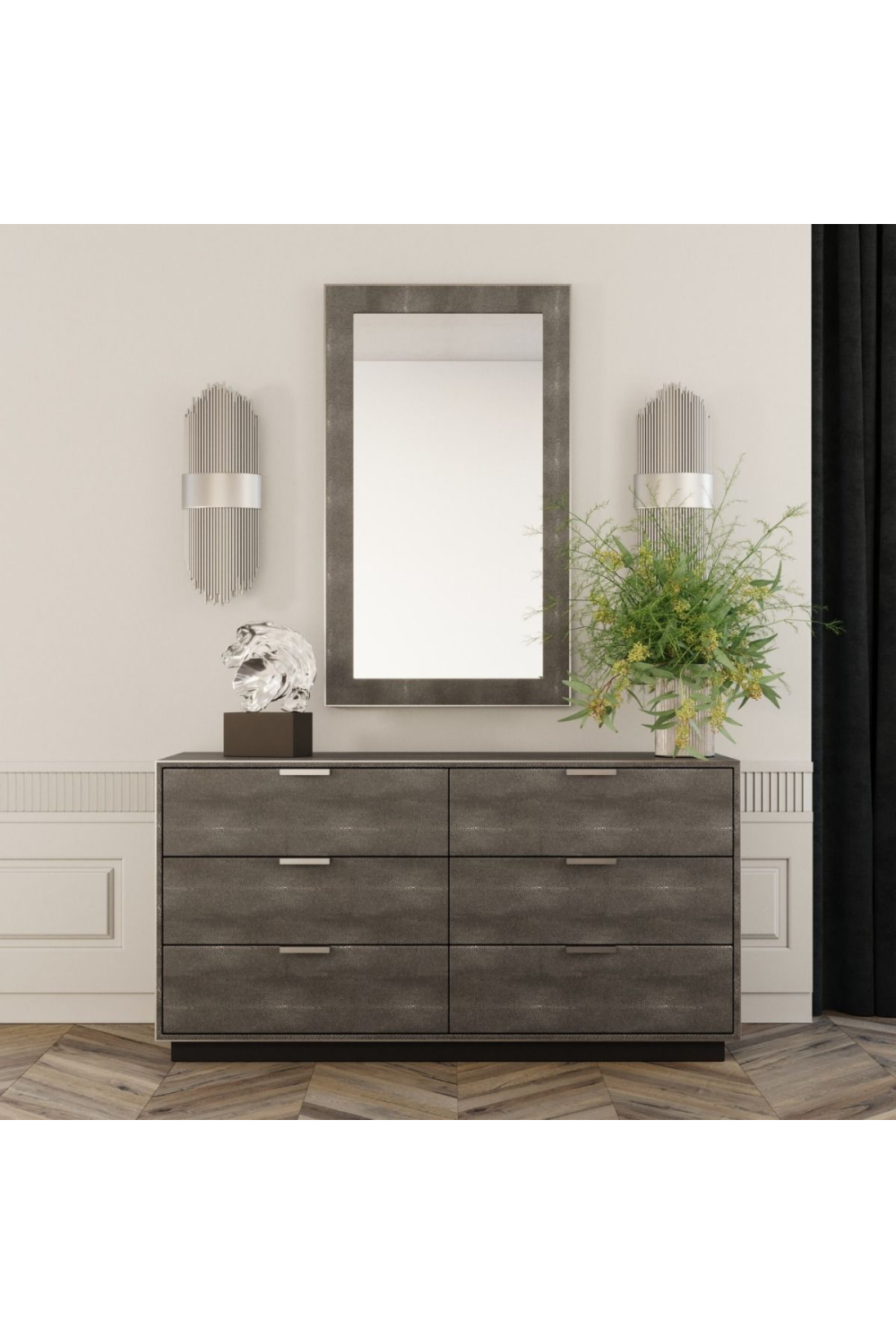 Dark Shagreen 6-Drawer Dresser | OROA Modern Dynasty | Oroa.com