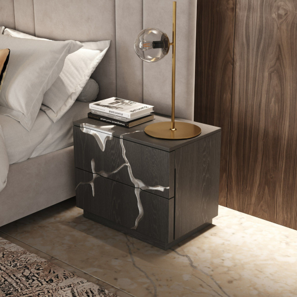 Matte Brown 2-Drawer Nightstand | Oroa.com