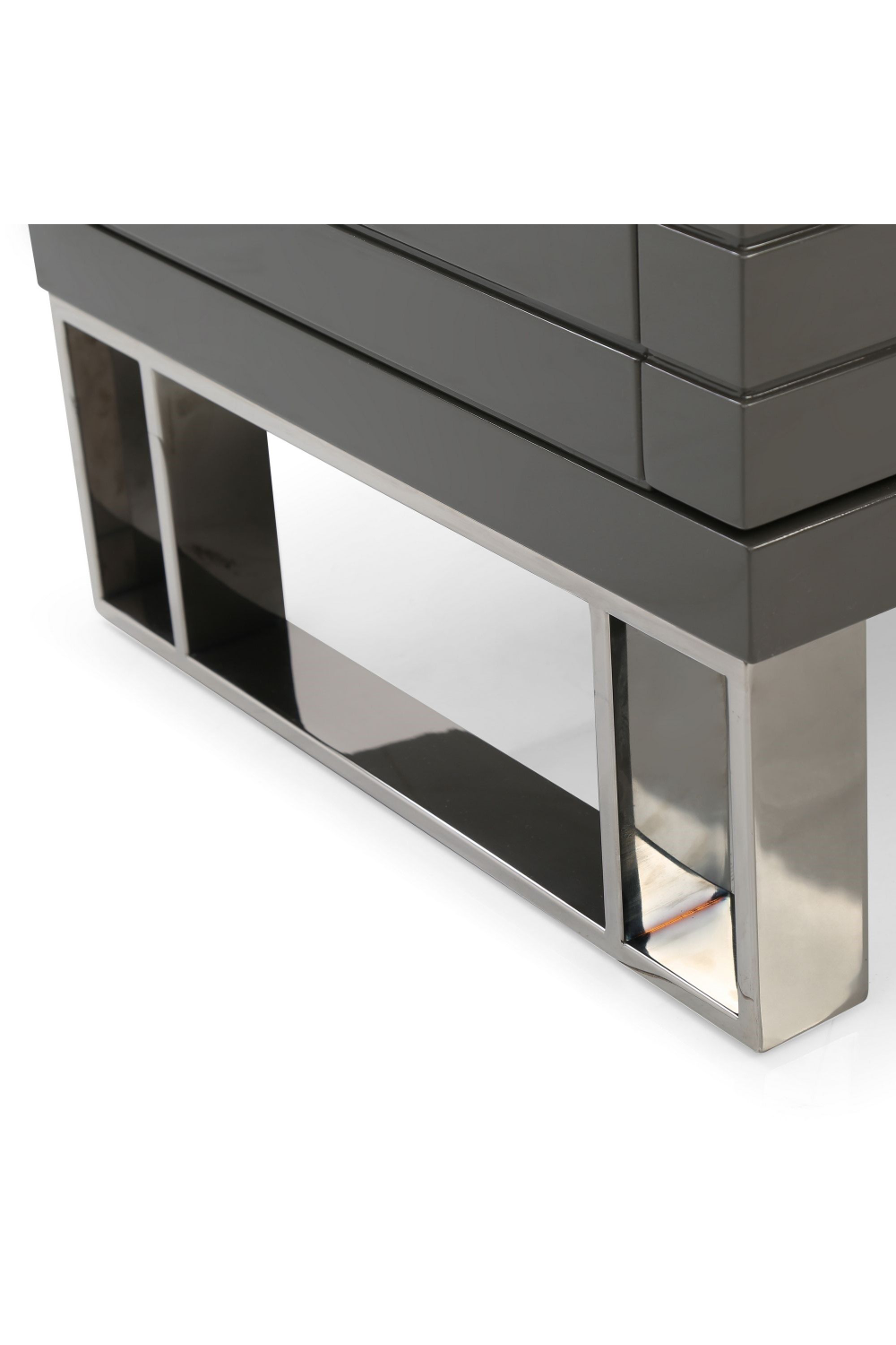 Gray Slatted 2-Drawer Nightstand | OROA Modern Splendor | Oroa.com