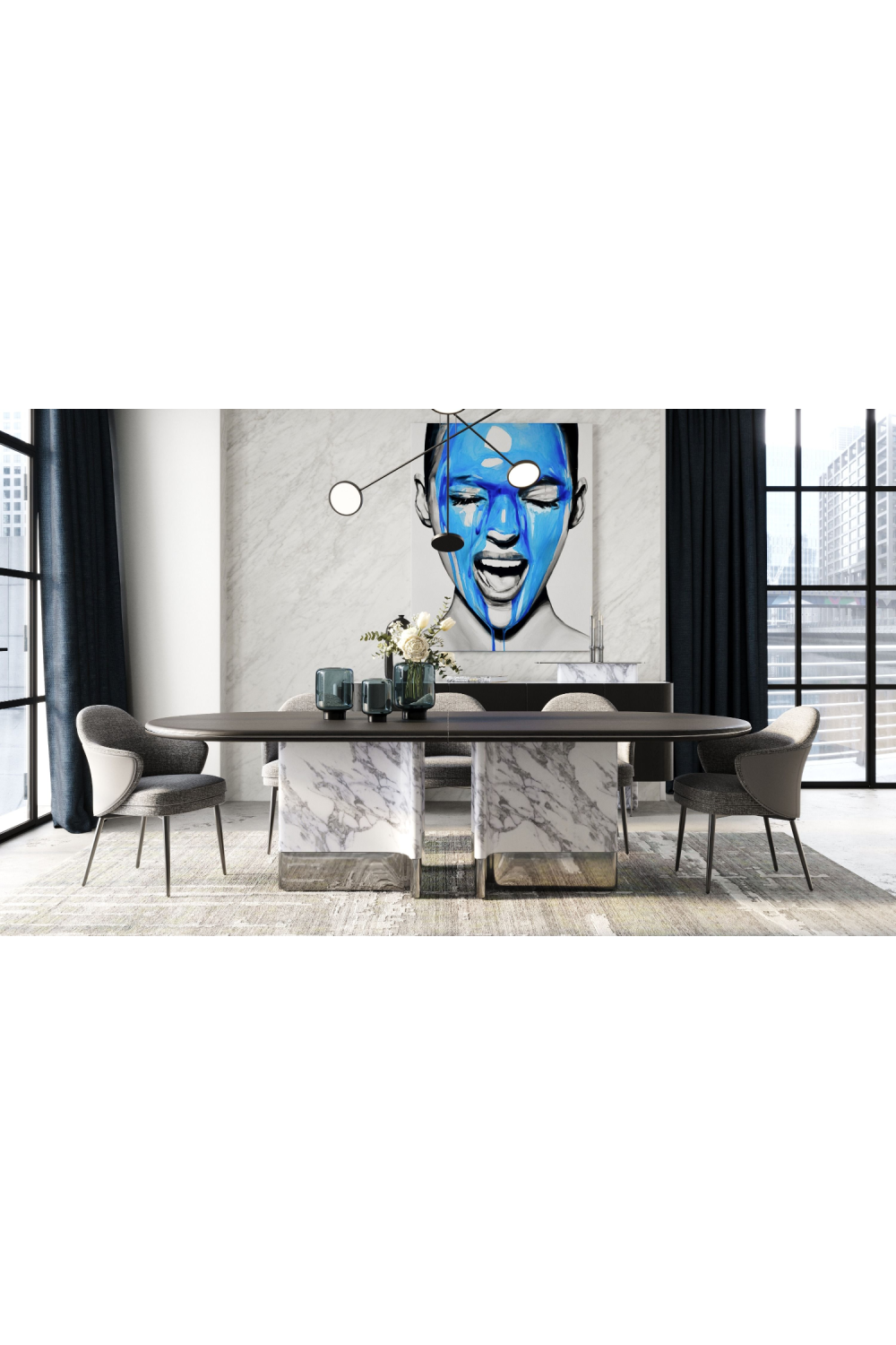 Oval Black Oak Dining Table | OROA Modern Renfew | Oroa.com