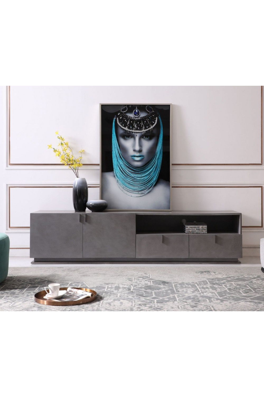 Gray Crackle TV Stand | OROA Modern Buckley | Oroa.com