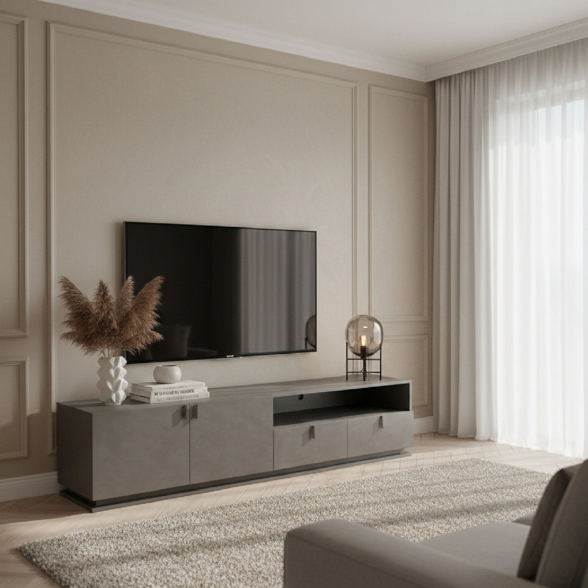 Gray Crackle TV Stand | Oroa.com