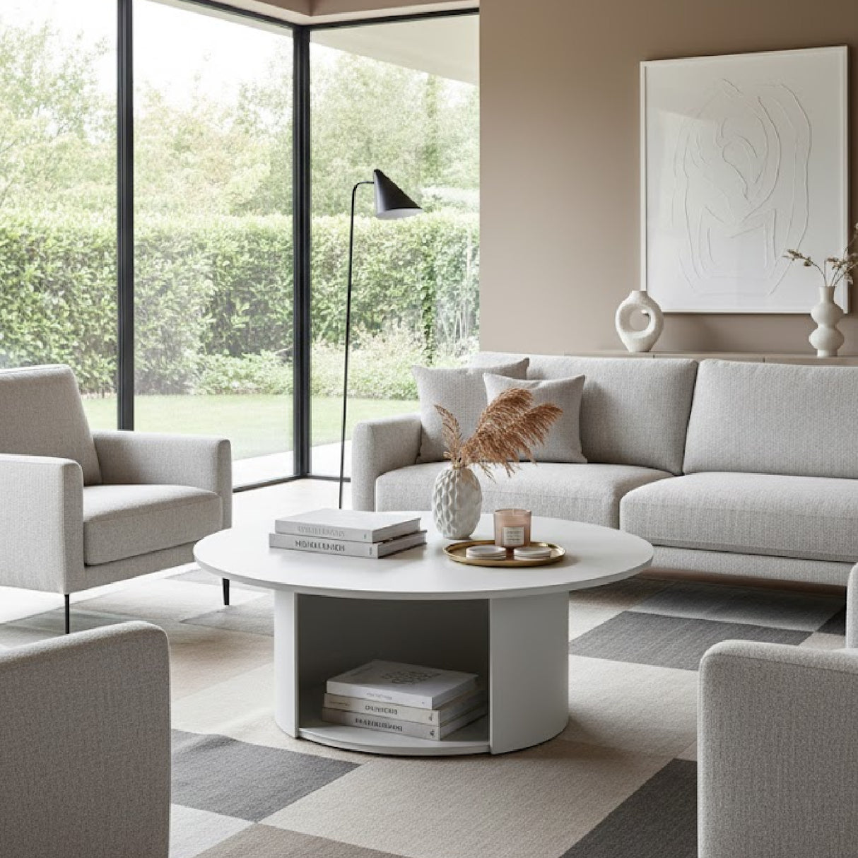 Round Outdoor White Coffee Table | Oroa.com