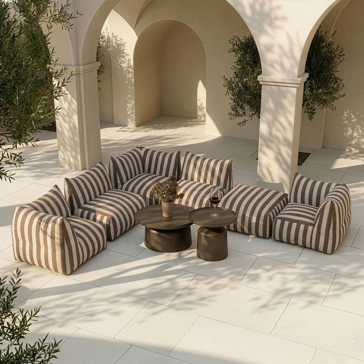Brown Stripes Outdoor Corner Sofa | Oroa.com