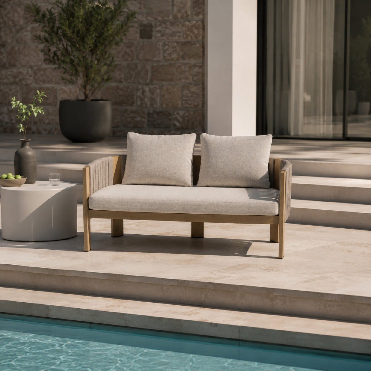Outdoor Gray Rope Loveseat | Oroa.com