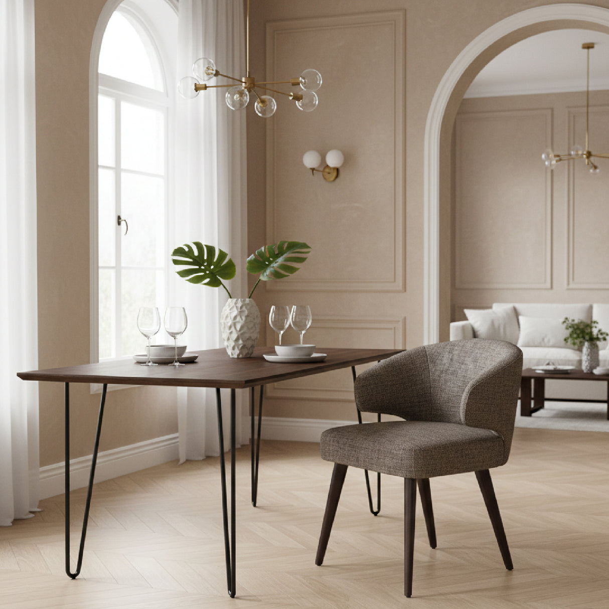 Gray Curved-Back Dining Chair | Oroa.com