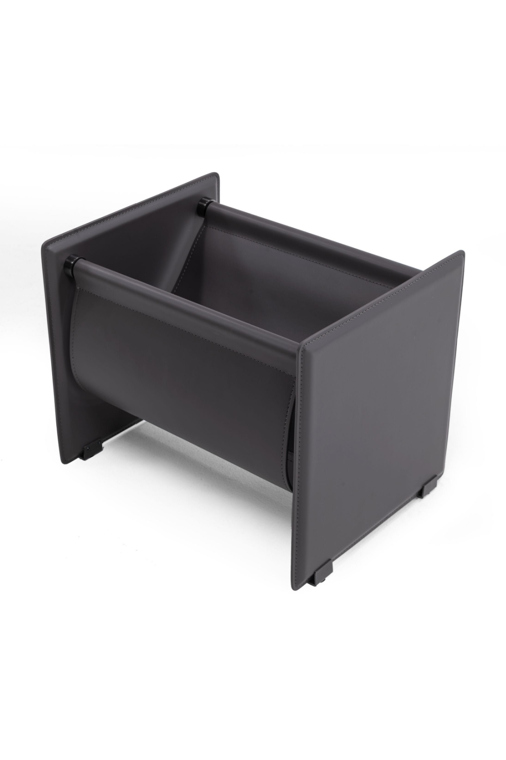 Gray Saddle Leather Magazine Rack | OROA Modern Uriah
