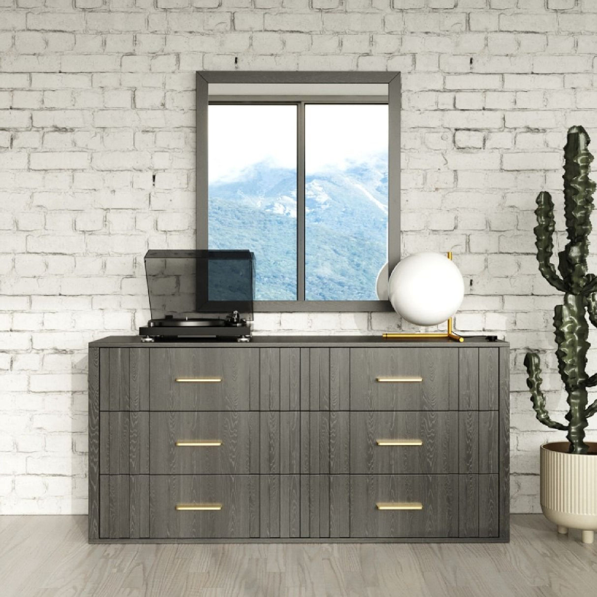 Dark Gray Acacia 6-Drawer Dresser | Oroa.com