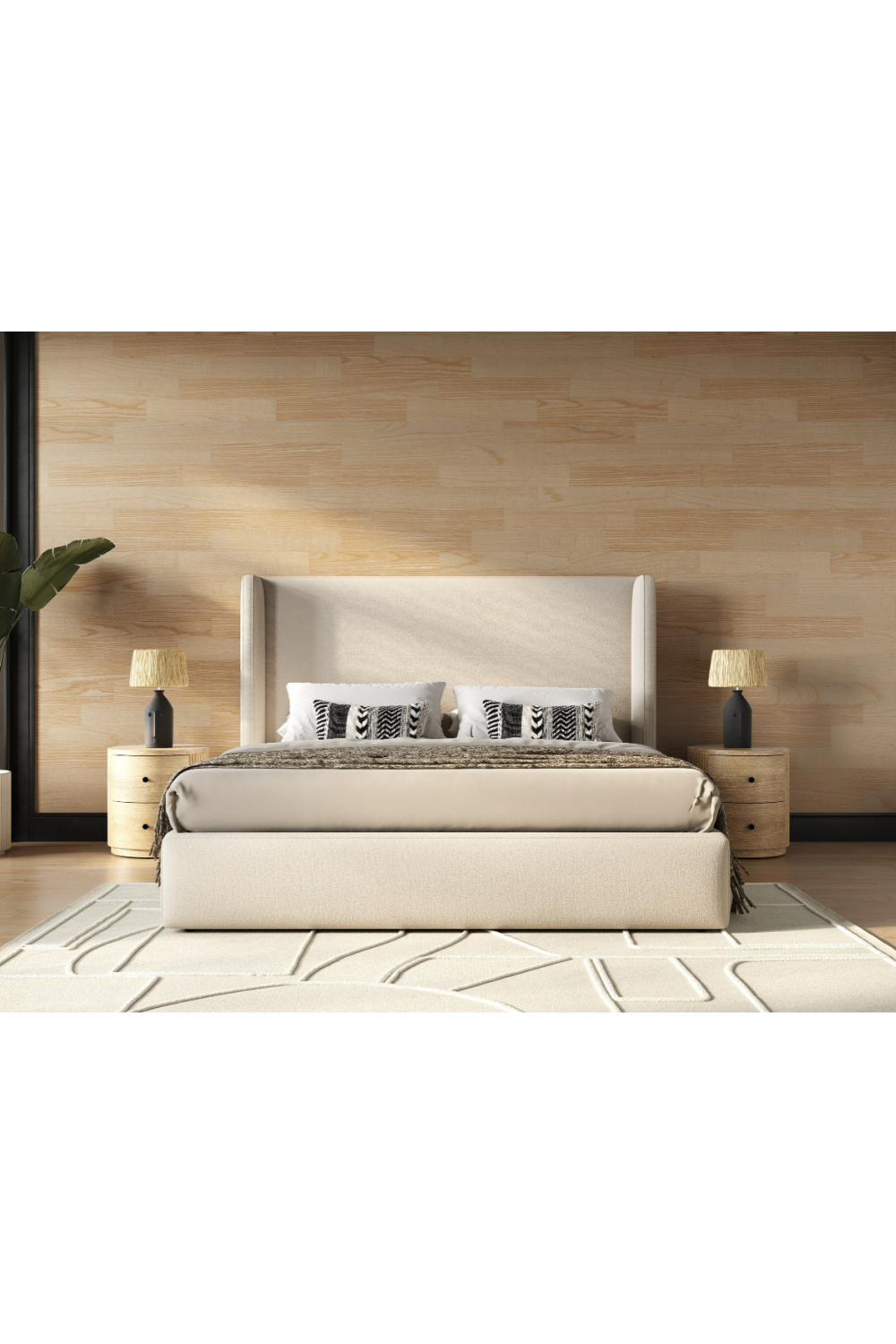 Ribbed Natural Acacia 2-Drawer Nightstand | Oroa.com