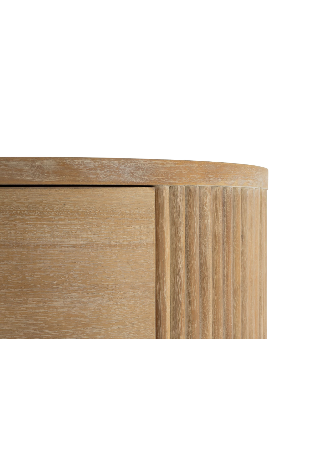Ribbed Natural Acacia 2-Drawer Nightstand | Oroa.com