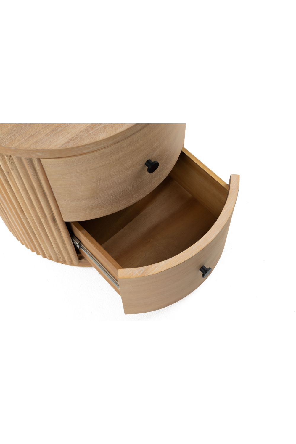 Ribbed Natural Acacia 2-Drawer Nightstand | Oroa.com
