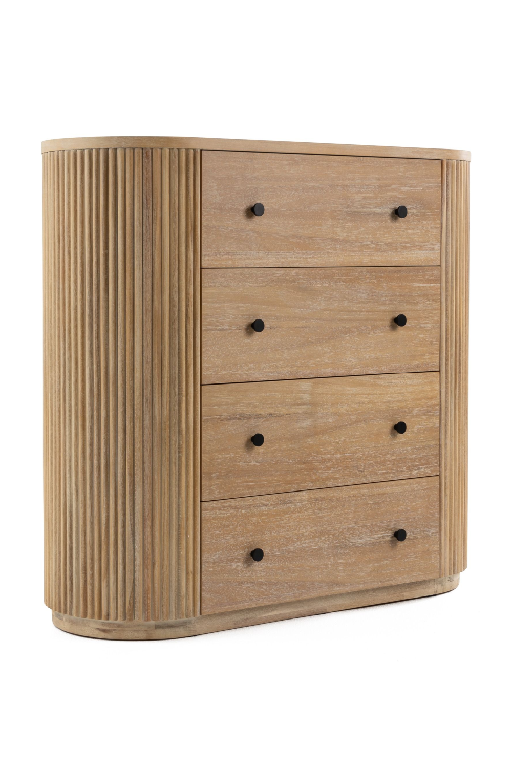 Ribbed Natural Acacia 4-Drawer Chest | OROA Modern | Oroa.com