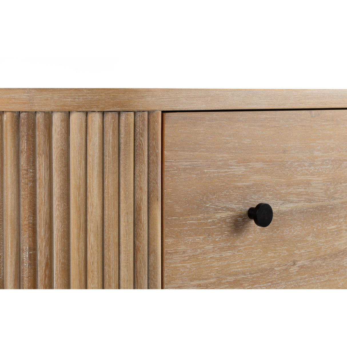 Ribbed Natural Acacia 4-Drawer Chest | Oroa.com