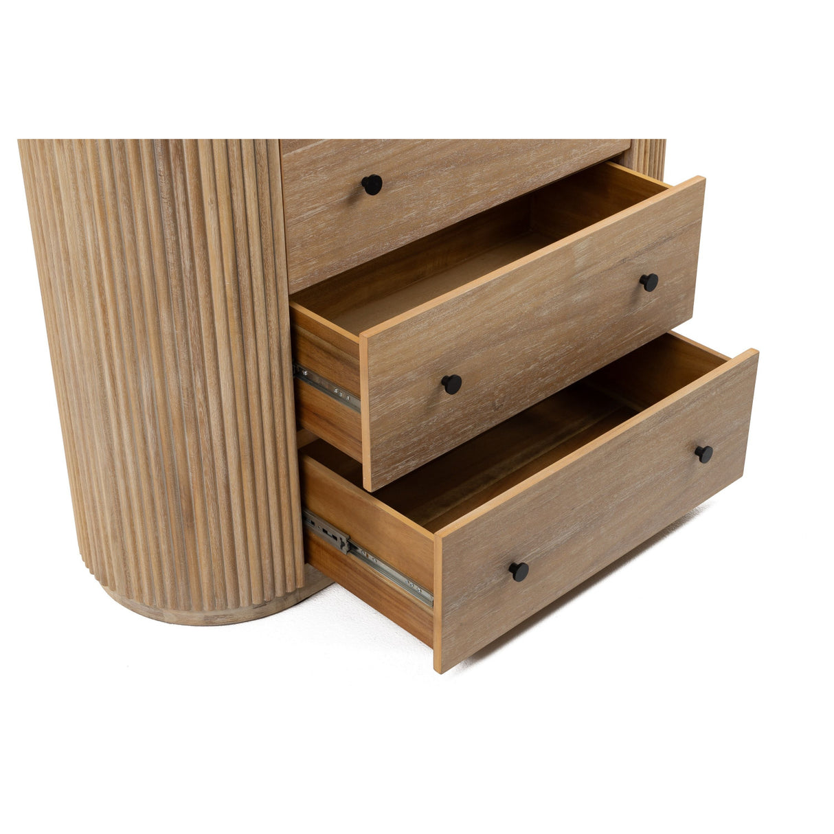 Ribbed Natural Acacia 4-Drawer Chest | Oroa.com