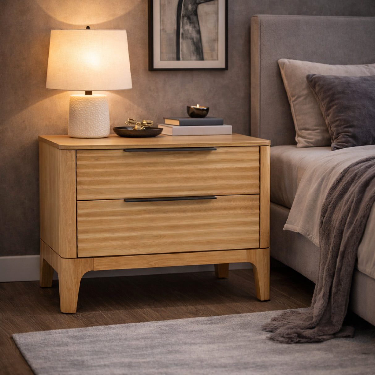 2-Drawer Solid Oak Nightstand | Oroa.com