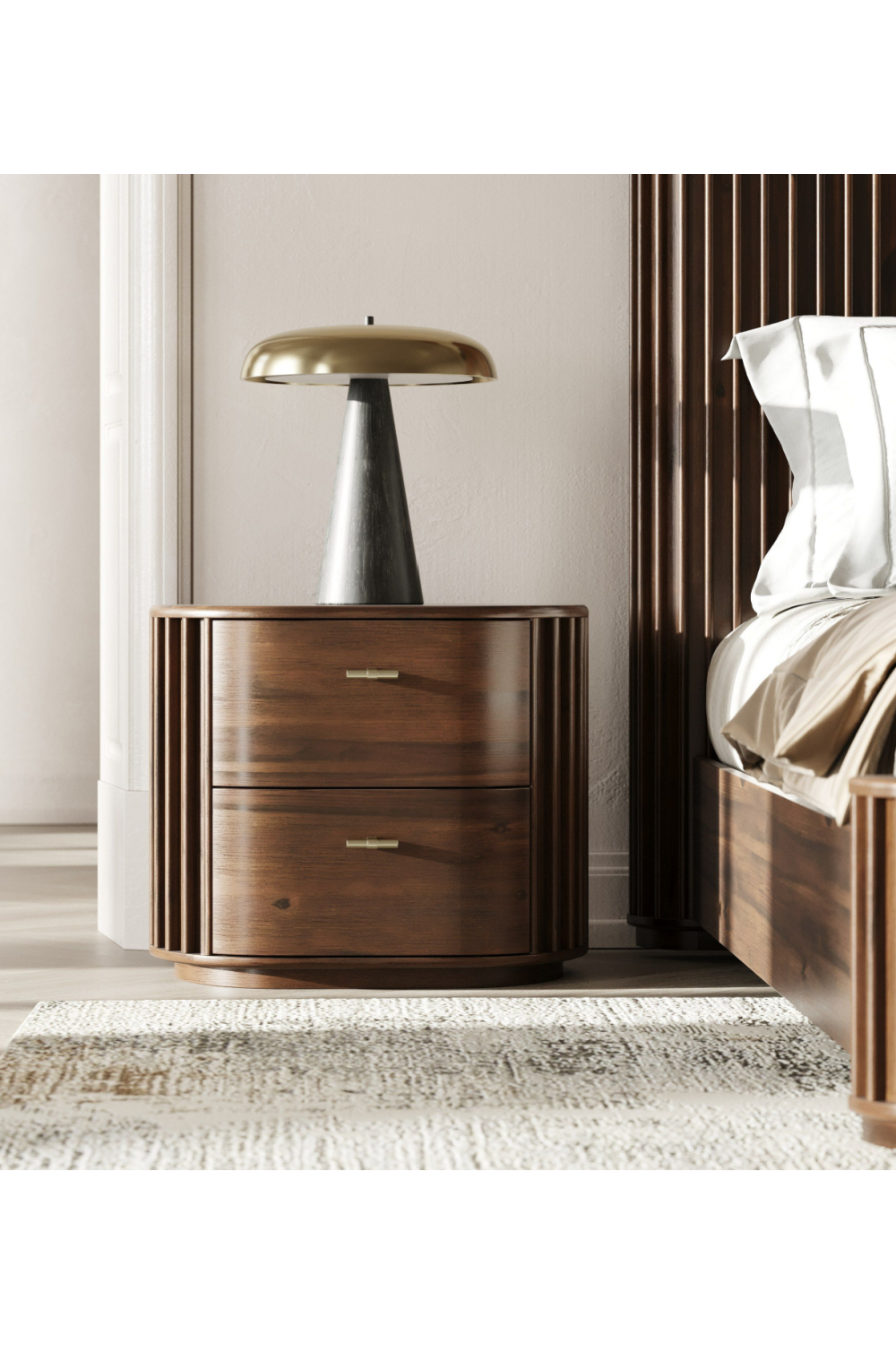 Solid Acacia 2-Drawer Nightstand | Oroa.com