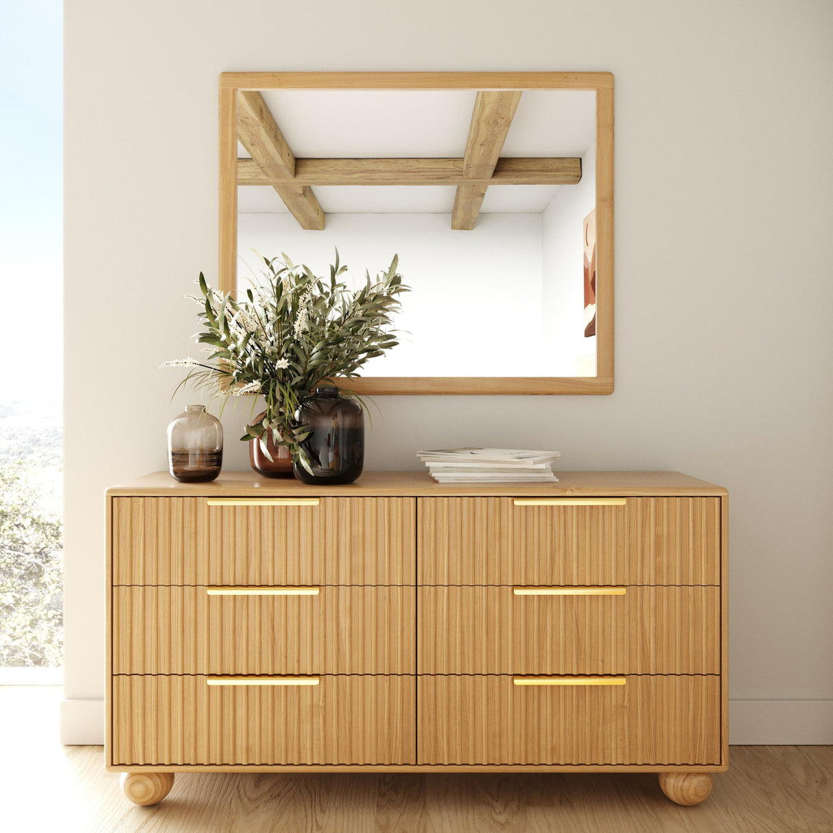 Modern Natural Oak Mirror | Oroa.com