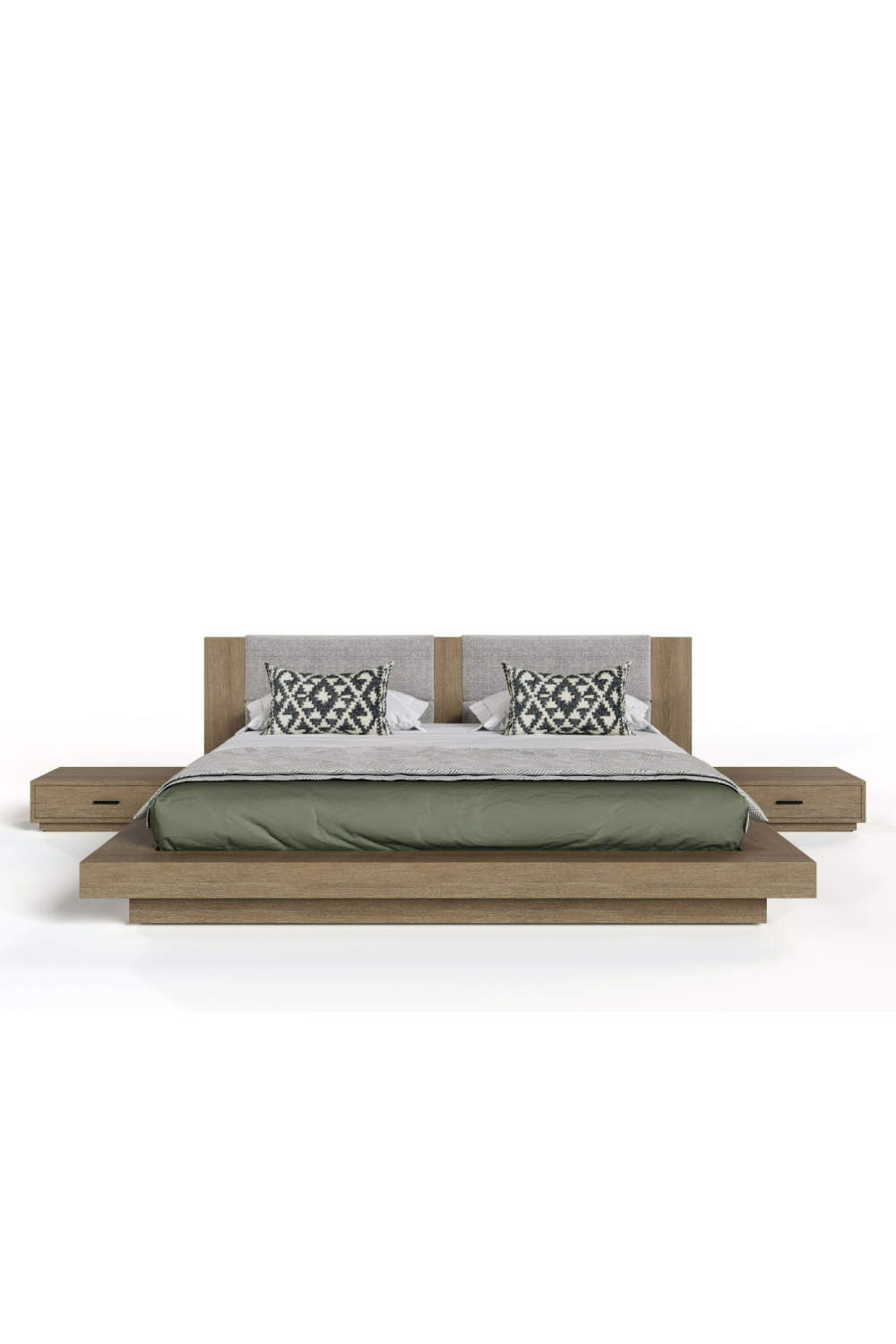 Walnut Bed with 2 Nightstands | OROA Modern Fantasia | Oroa.com