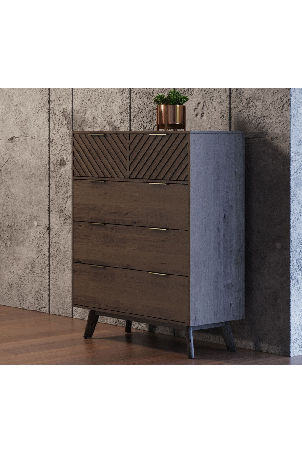 Acacia Chevron 5-Drawer Chest | Oroa.com
