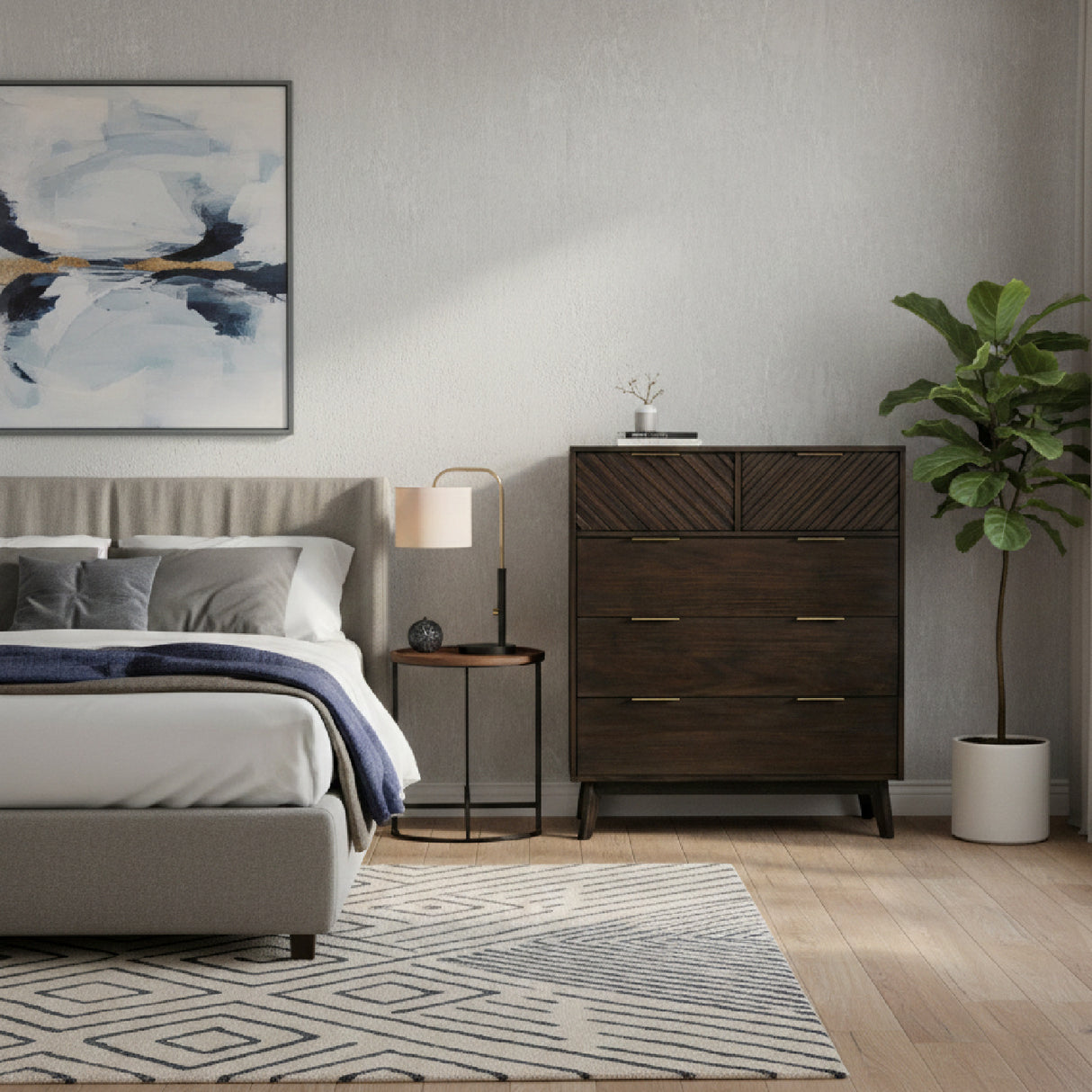 Acacia Chevron 5-Drawer Chest | Oroa.com