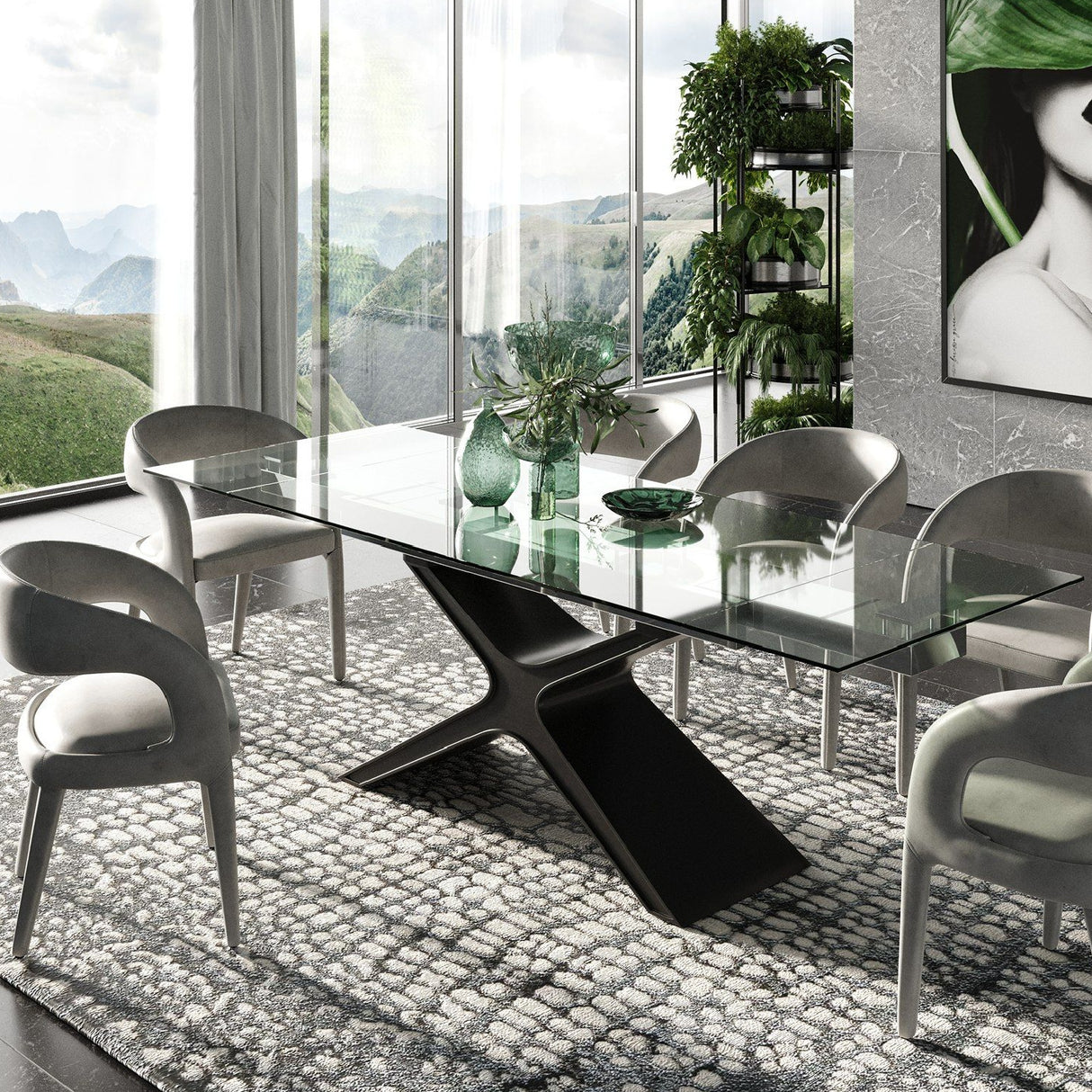 Black Glass Extendable Dining Table | Oroa.com