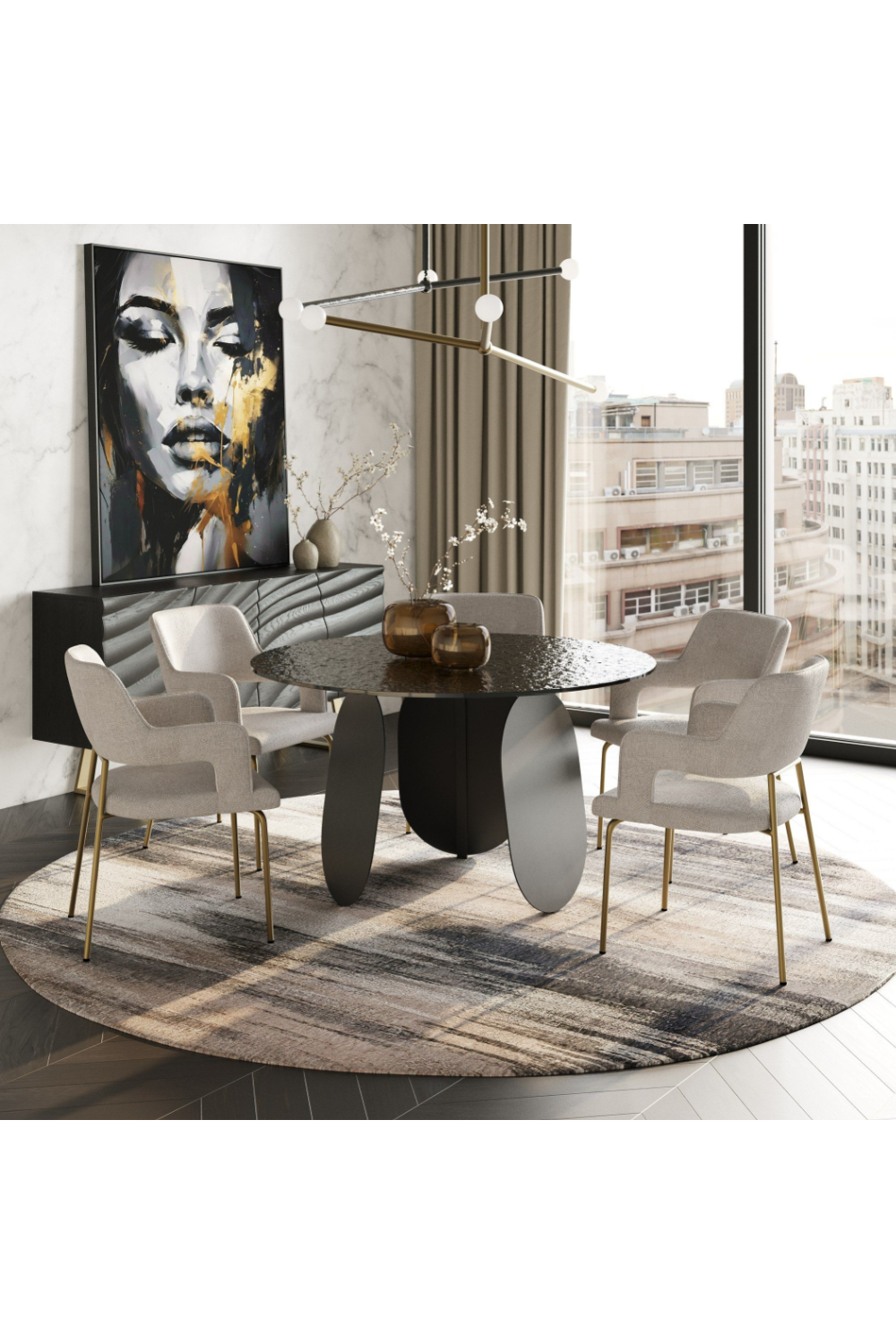 Round Gray Glass Dining Table | OROA Modern Maxine | Oroa.com