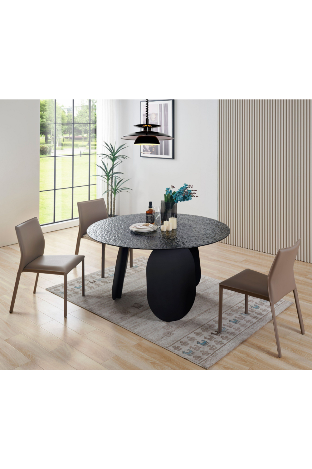 Round Gray Glass Dining Table | OROA Modern Maxine | Oroa.com