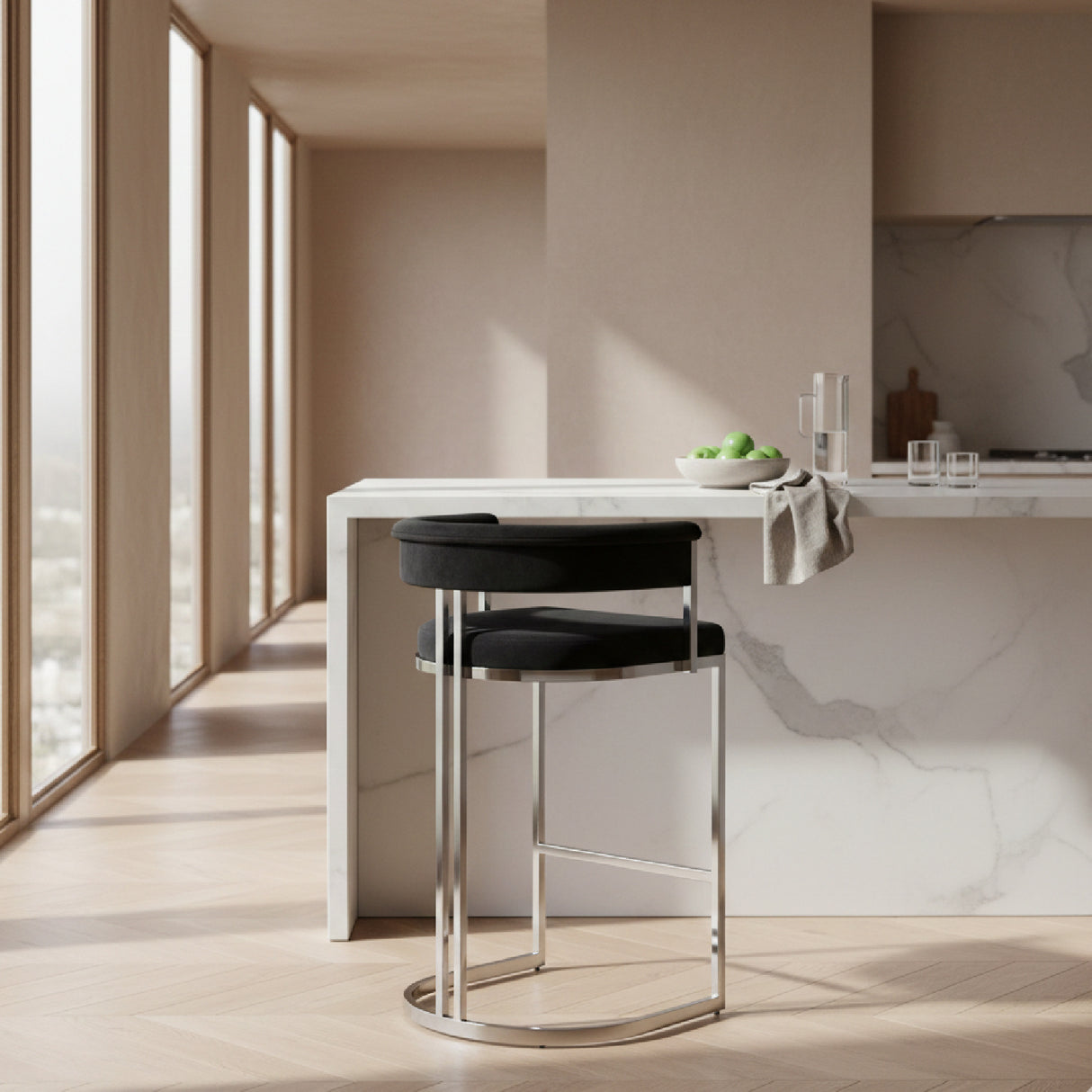 Black Velvet Counter Stool | Oroa.com