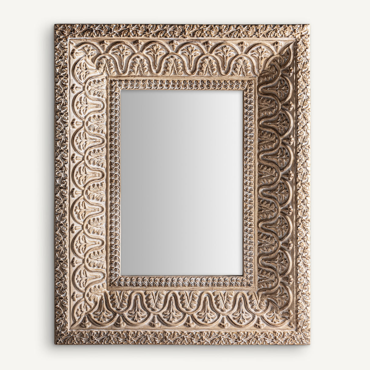 Beige Oriental Carved Mirror | Oroa.com