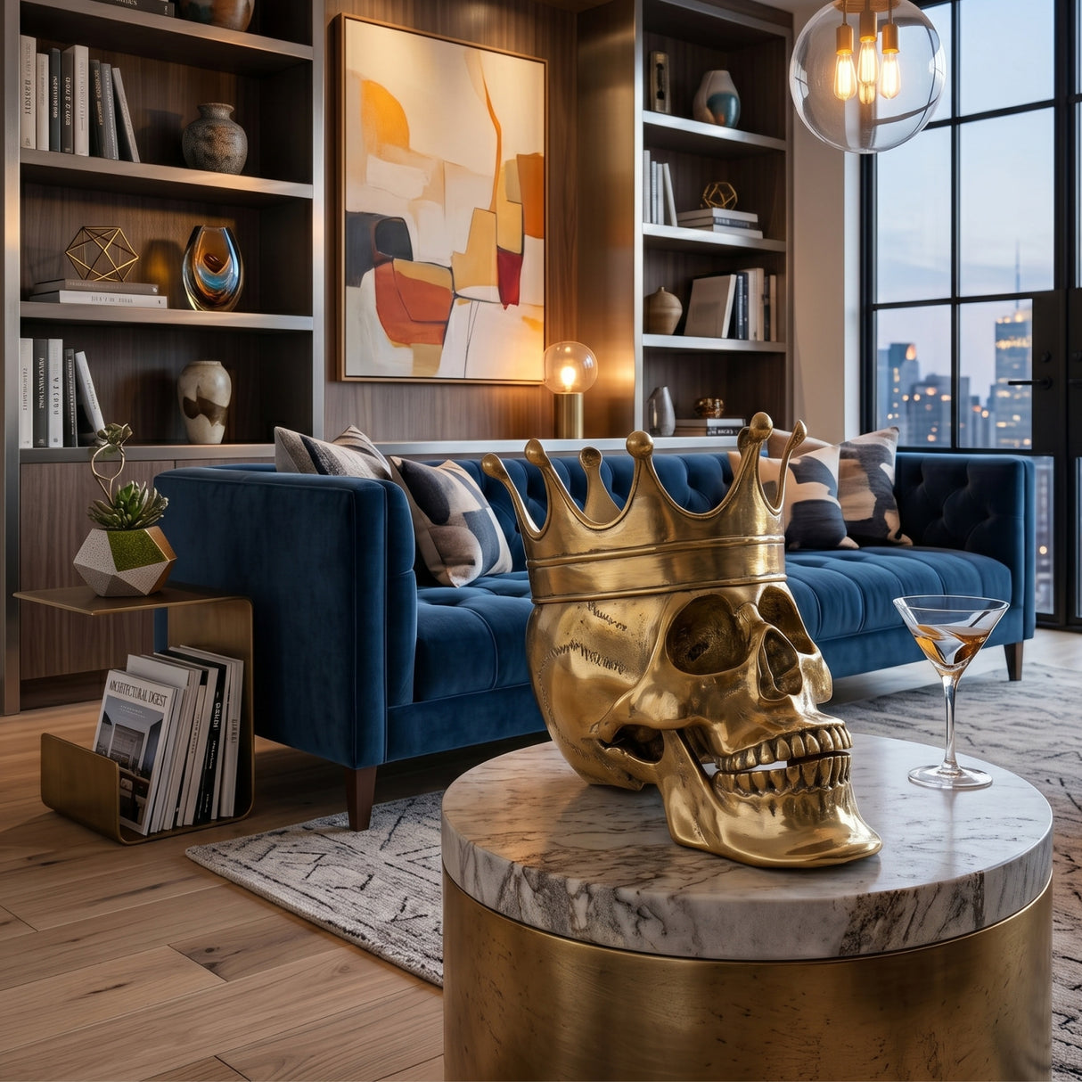 Gold Crowned Skull Decorative Figure | Oroa.com