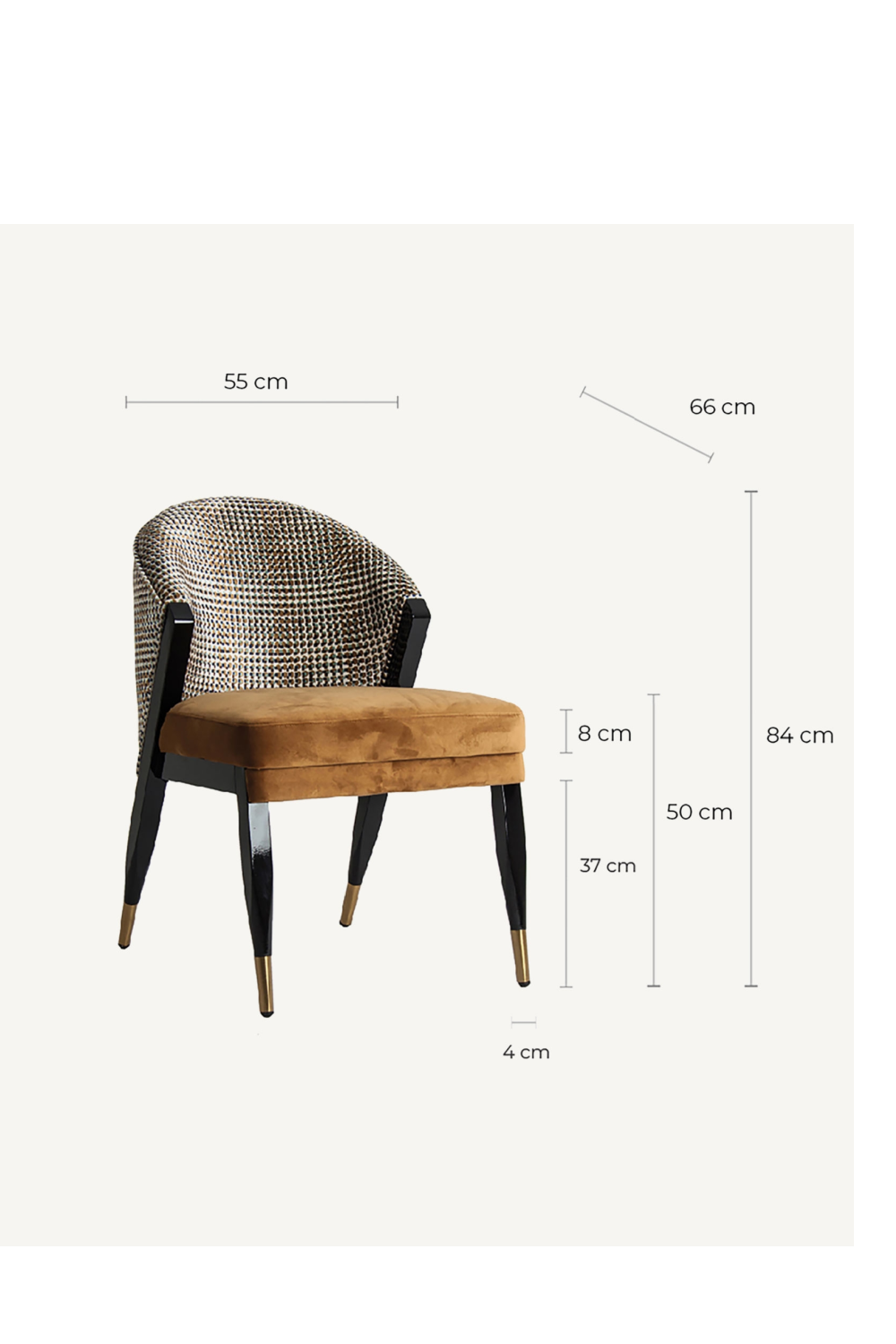 Ocher Velvet Seat Dining Chair | Oroa.com