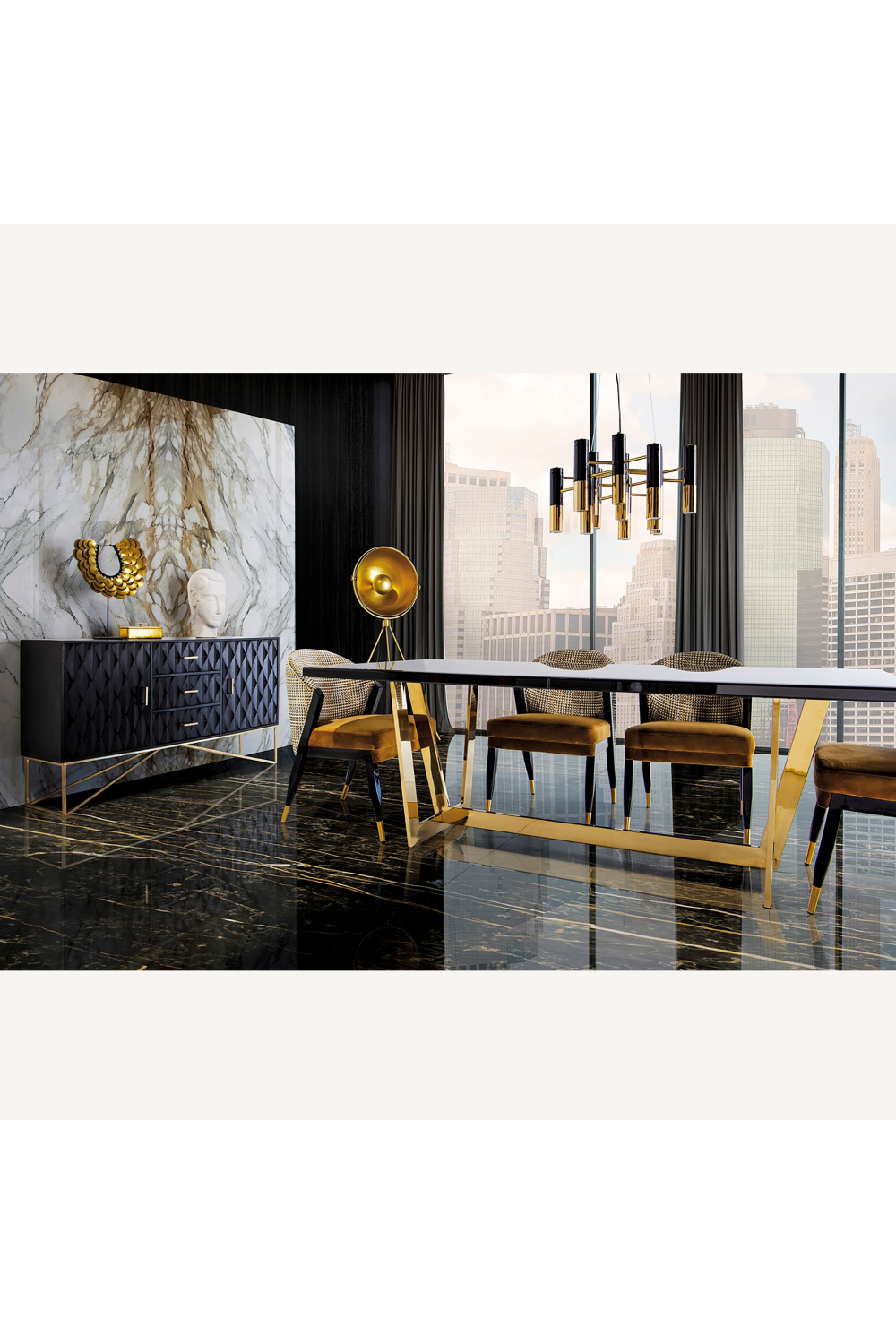 Ocher Velvet Seat Dining Chair | Oroa.com