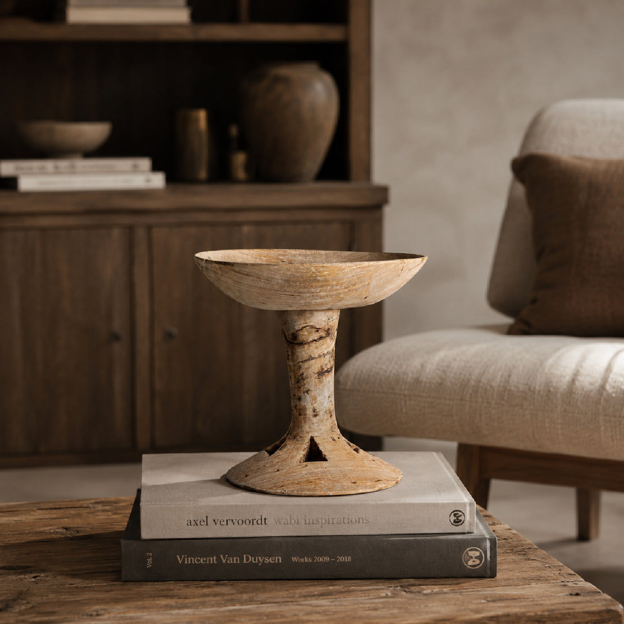 Suar Wood Pedestal Centerpiece | Oroa.com